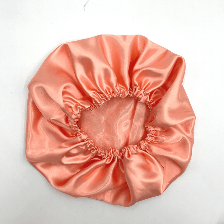 Satin Silk Salmon Pink Bonnet - Elva