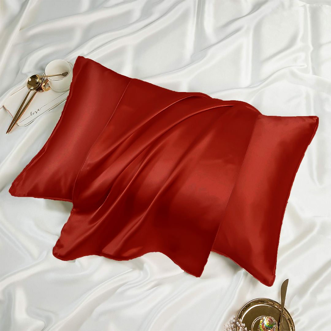 Satin Silk Standard Rosewood Red Pillowcase - Elva