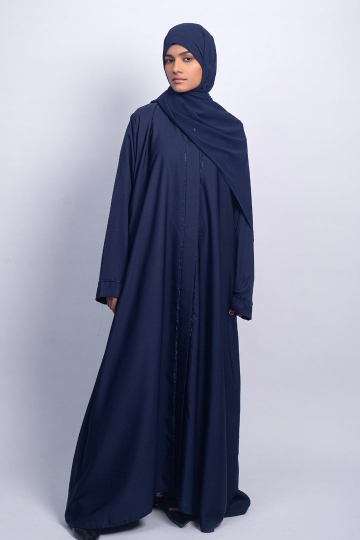 Navy Blue Studded Abaya