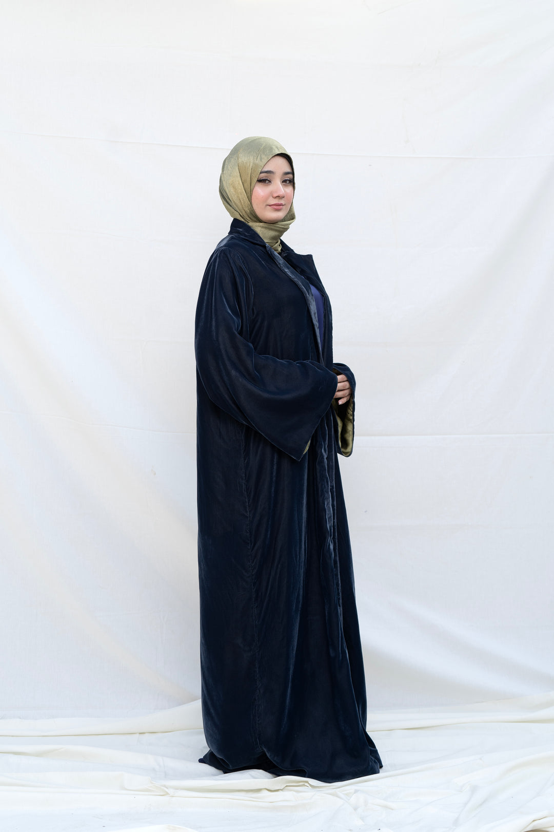 Navy Velvet Abaya