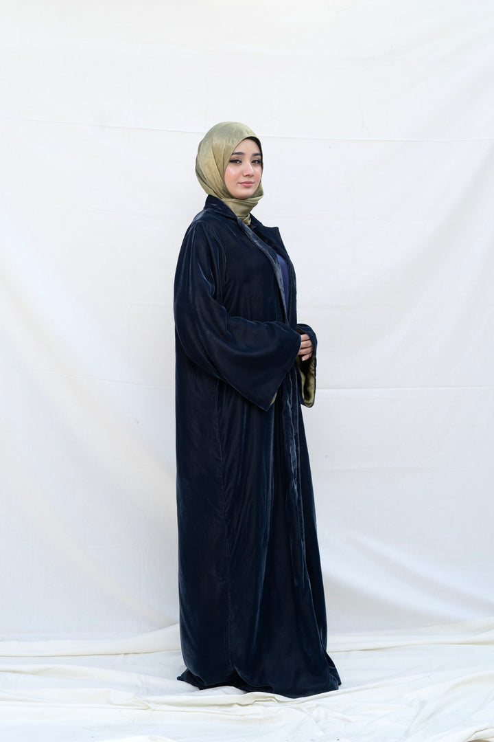 Navy Velvet Abaya