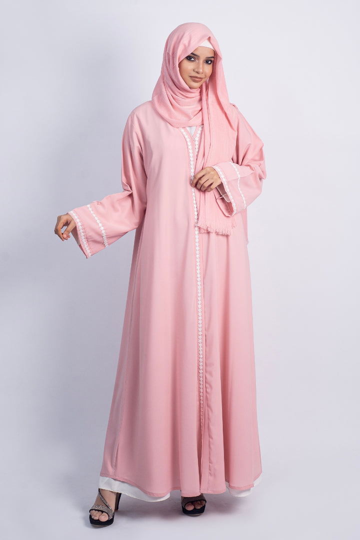 Lace Peachy Pink Abaya