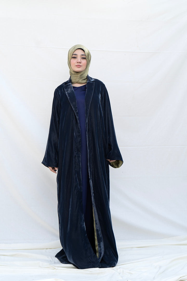 Navy Velvet Abaya