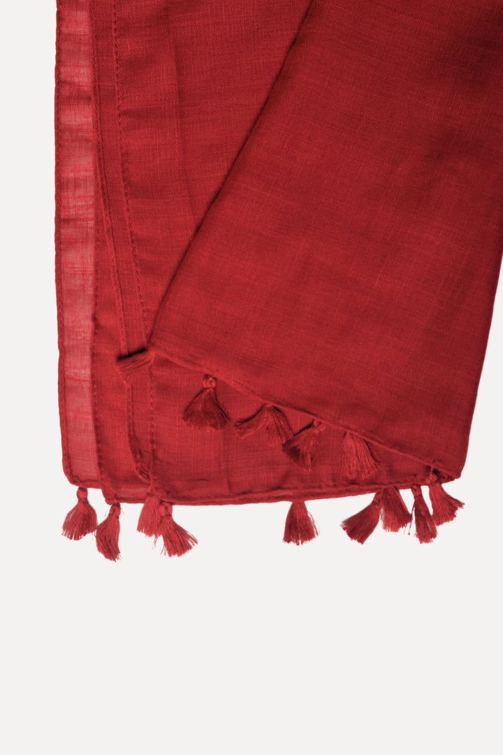 Plain Tassel Lawn Hijab - Ruby Red