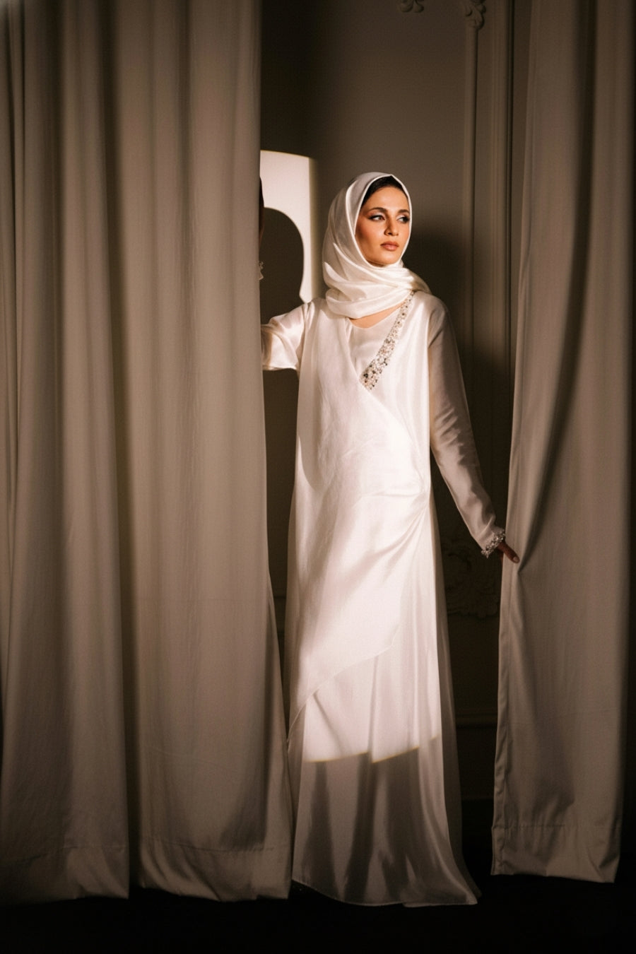 White Sheesha Silk Dress