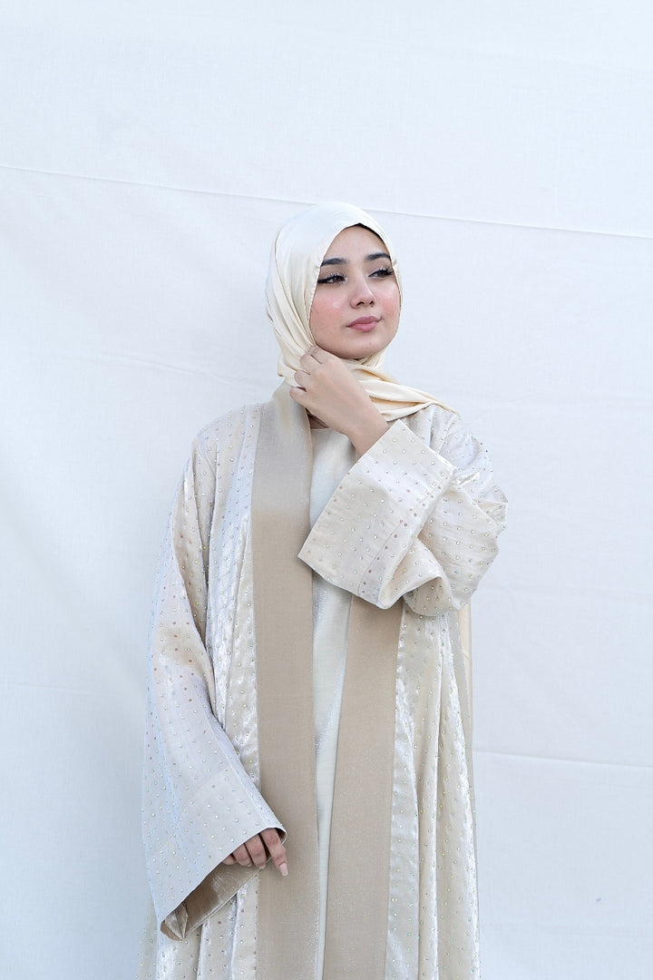 Ivory Luxe Shimmer Abaya