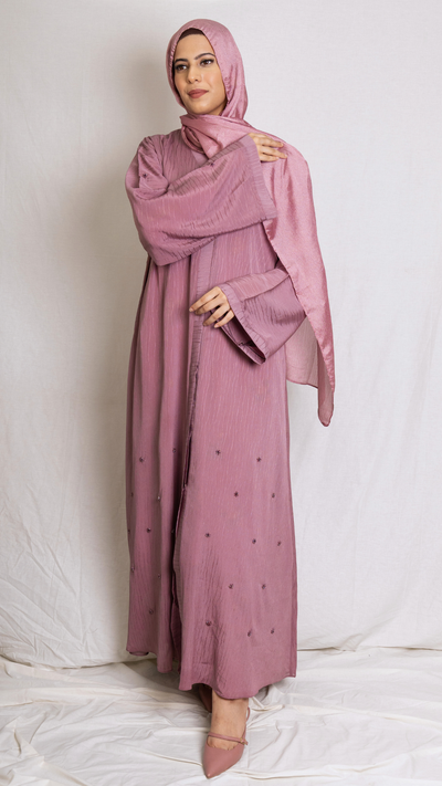 Pink Suede Abaya