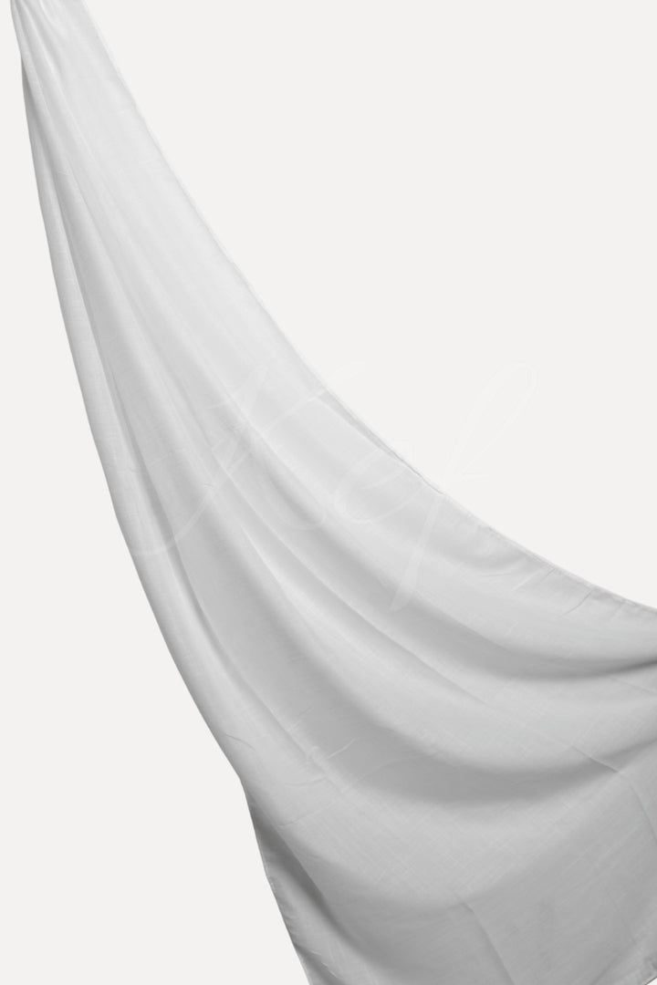 Plain Tassel Lawn Hijab - White
