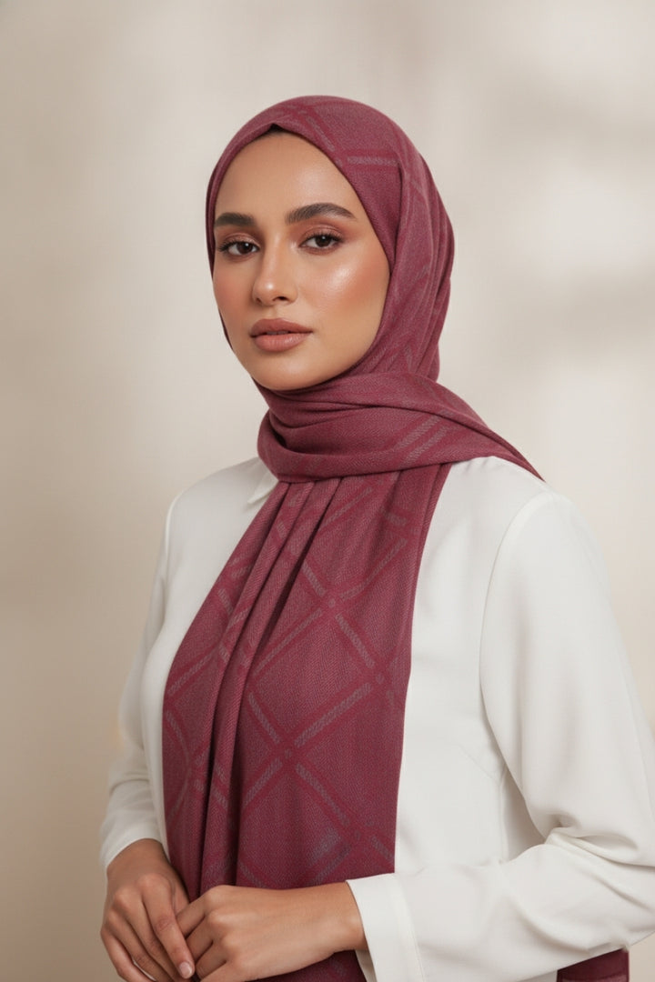 Grid Patterned Cashmere - Magenta