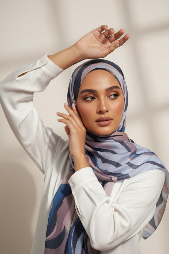 Printed Viscose Modal Hijab - Blush Tide