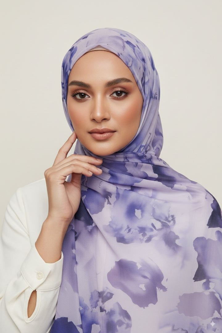 Printed Viscose Modal Hijab - Lavender Breeze