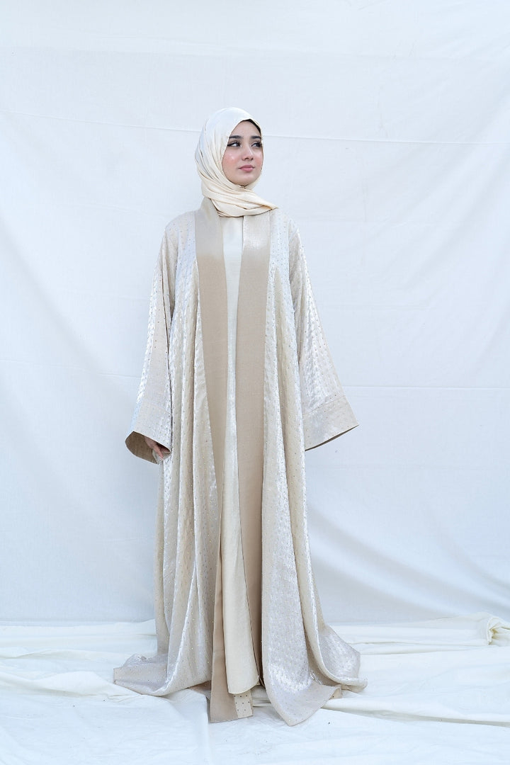 Ivory Luxe Shimmer Abaya