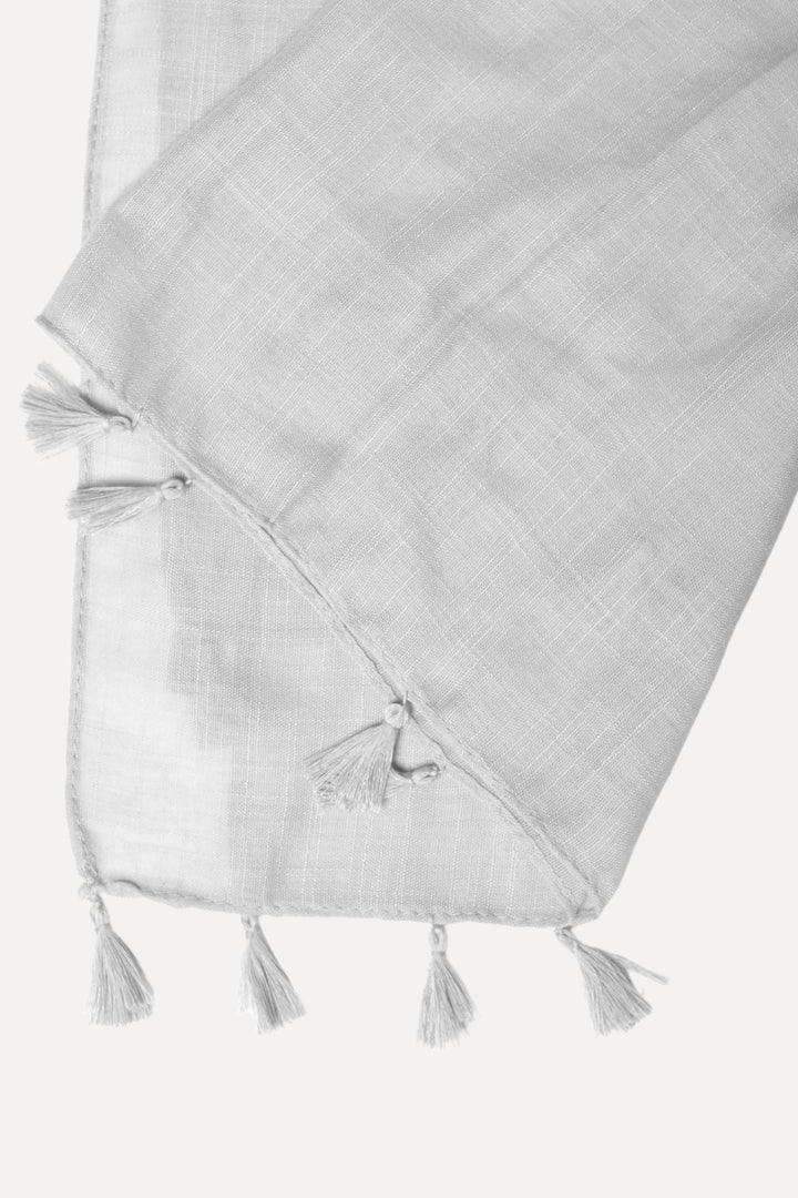 Plain Tassel Lawn Hijab - White