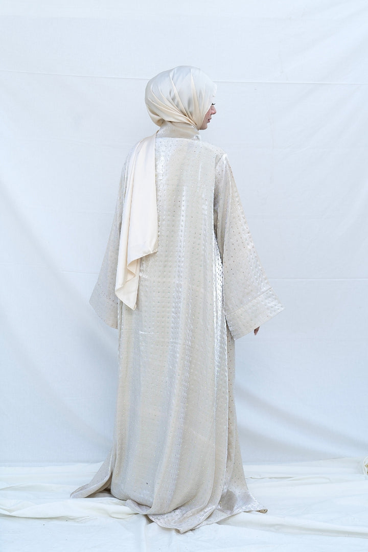 Ivory Luxe Shimmer Abaya