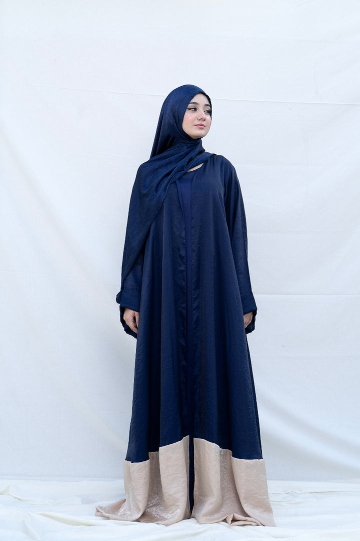 Midnight Pearl Contrast Abaya