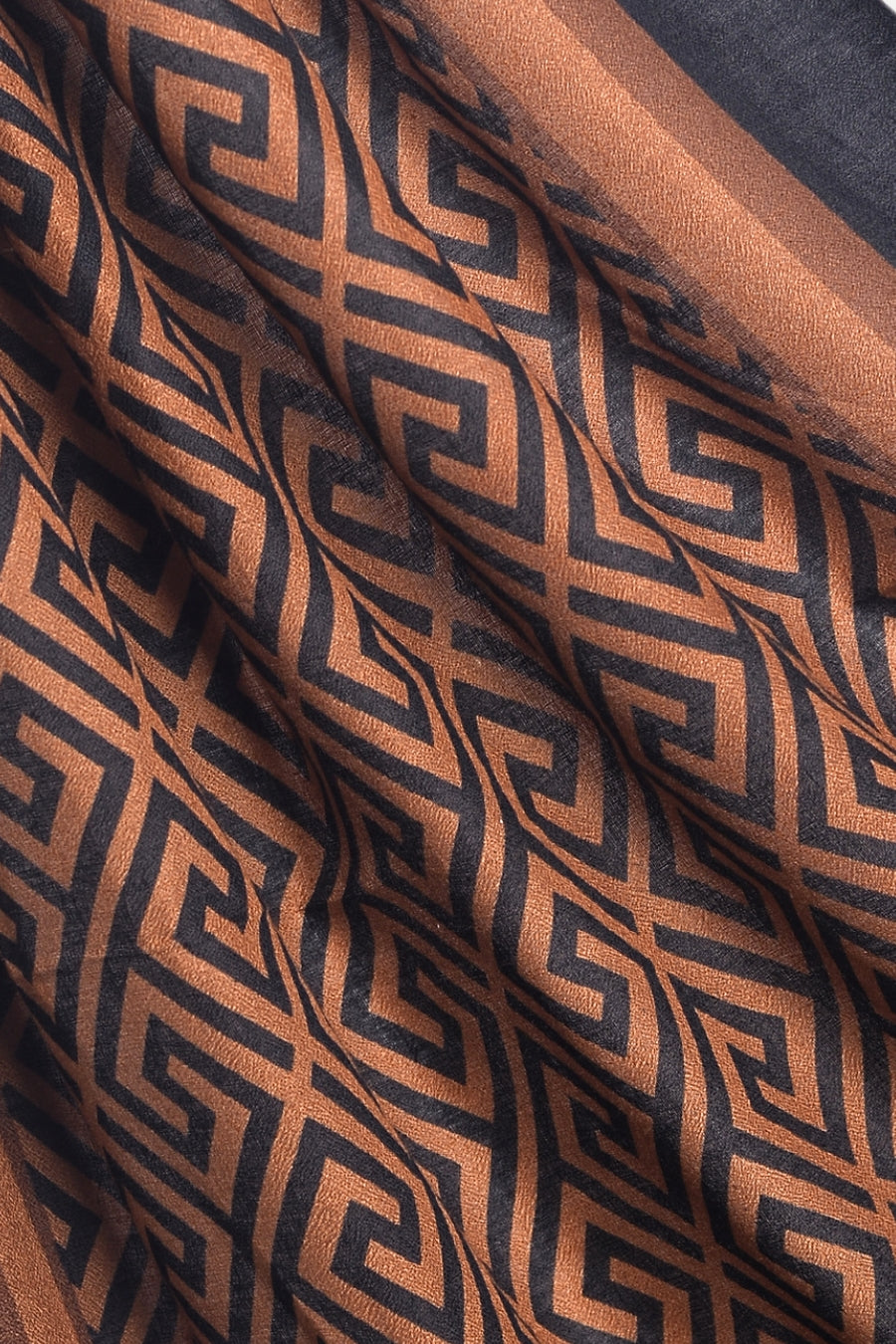 Printed Hexa Lawn Hijab - Russet