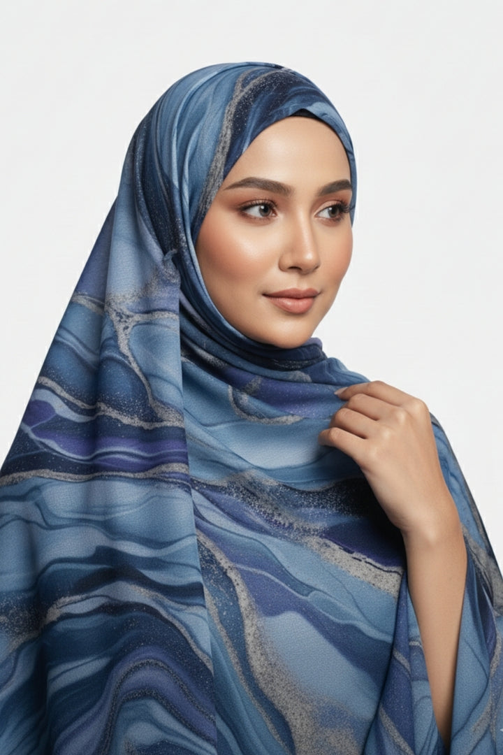 Printed Viscose Modal Hijab - Colourful River