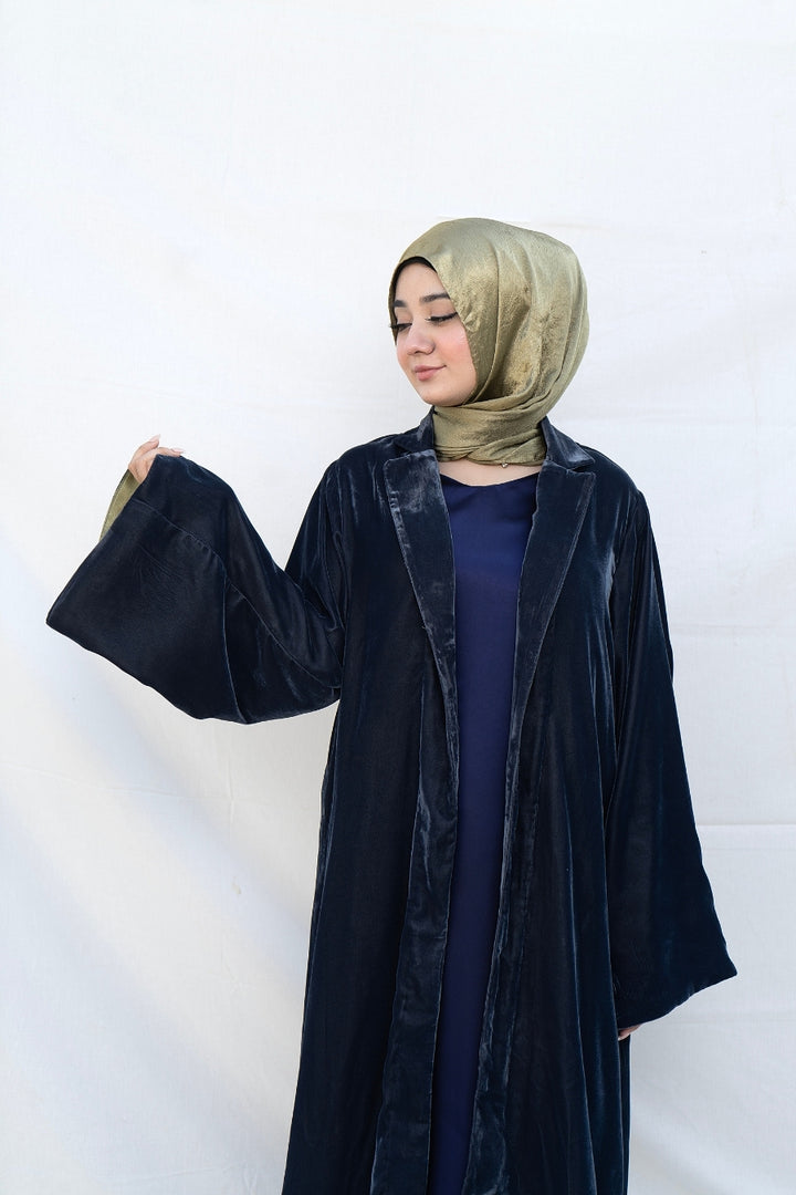 Navy Velvet Abaya