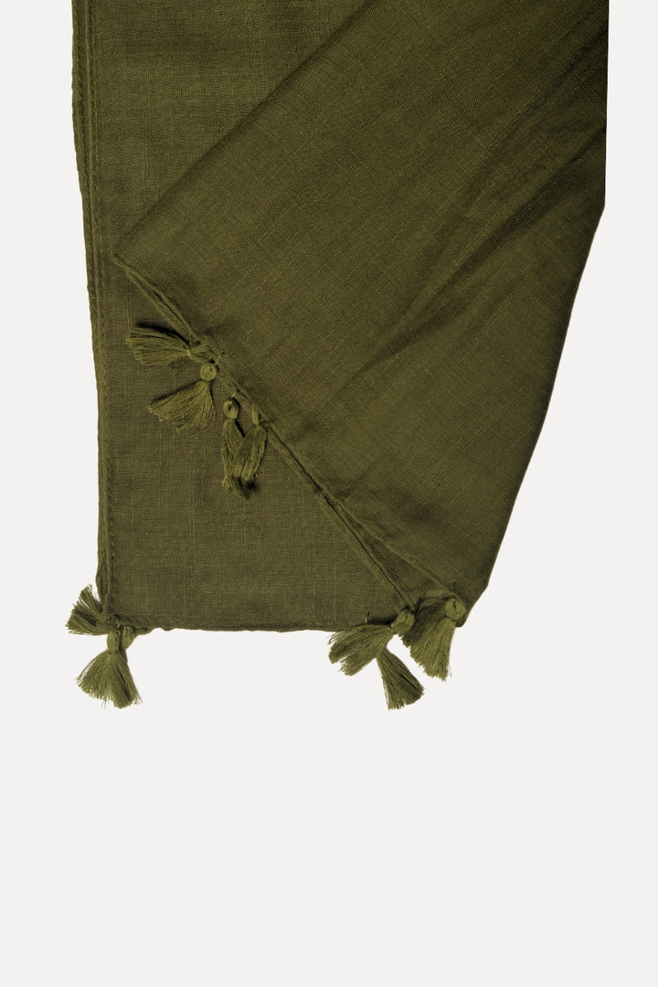 Plain Tassel Lawn Hijab - Jungle Green