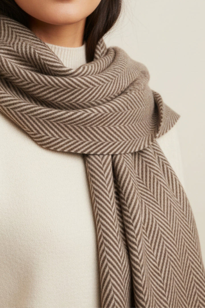 Patterned Cashmere - Creamy Brown