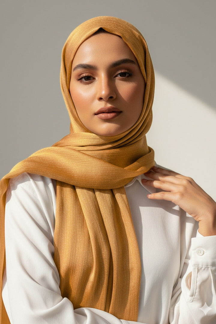 Crinkle Chiffon Hijab - Bronze (Shimmer)