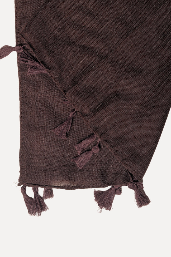 Plain Tassel Lawn Hijab - Brunette