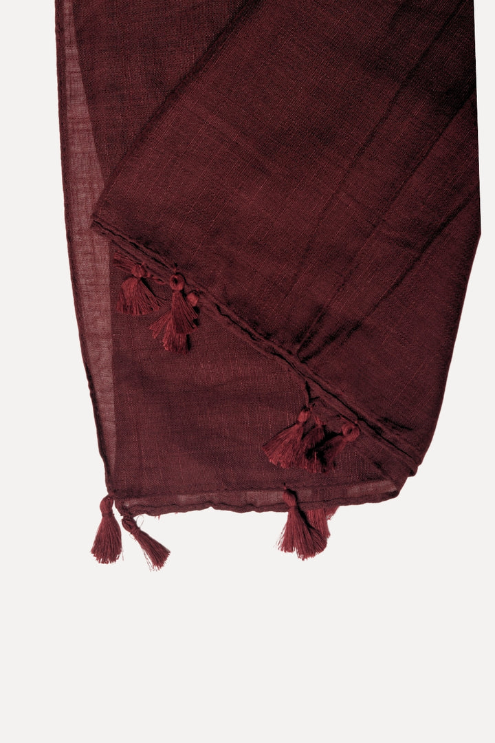 Plain Tassel Lawn Hijab - Maroon
