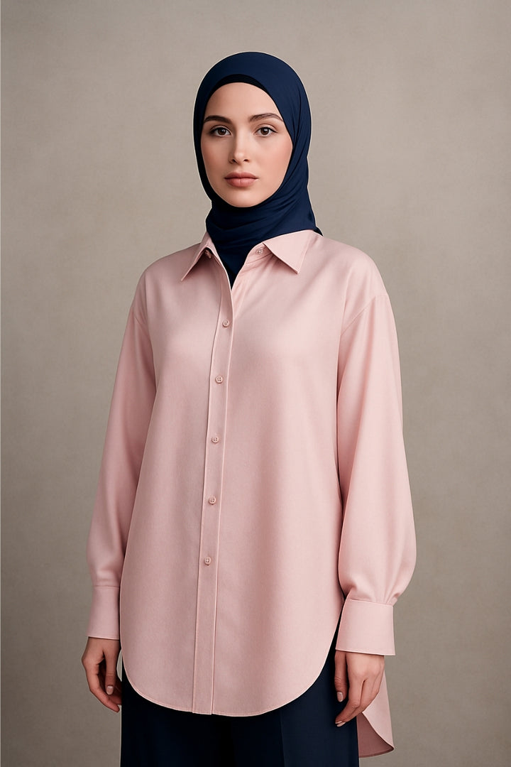 Oversized Cotton Shirt - Rose