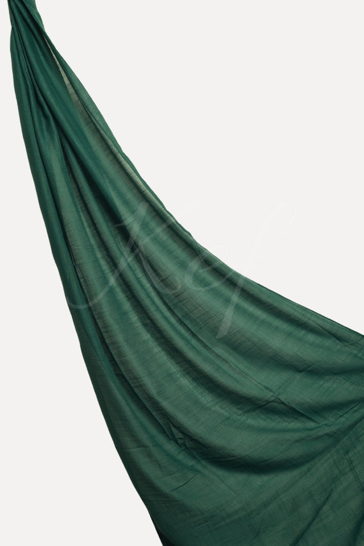 Plain Tassel Lawn Hijab - Dark Green
