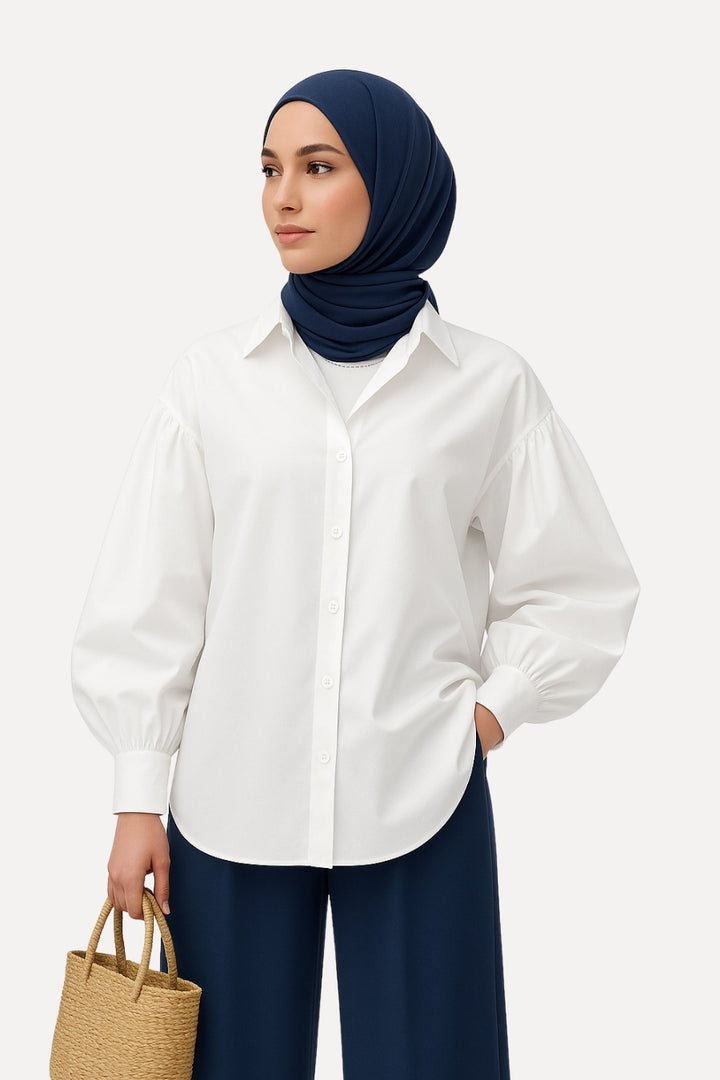Oversized Cotton Puff Sleeve Shirt