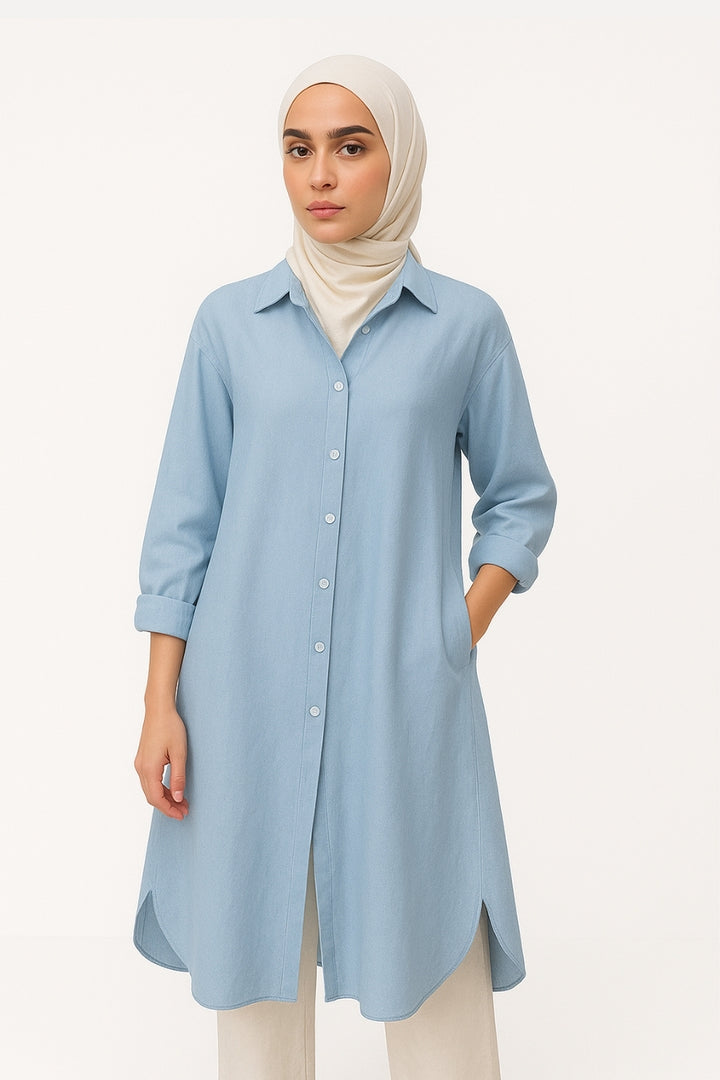 Modest Button-Down Shirt Dress
