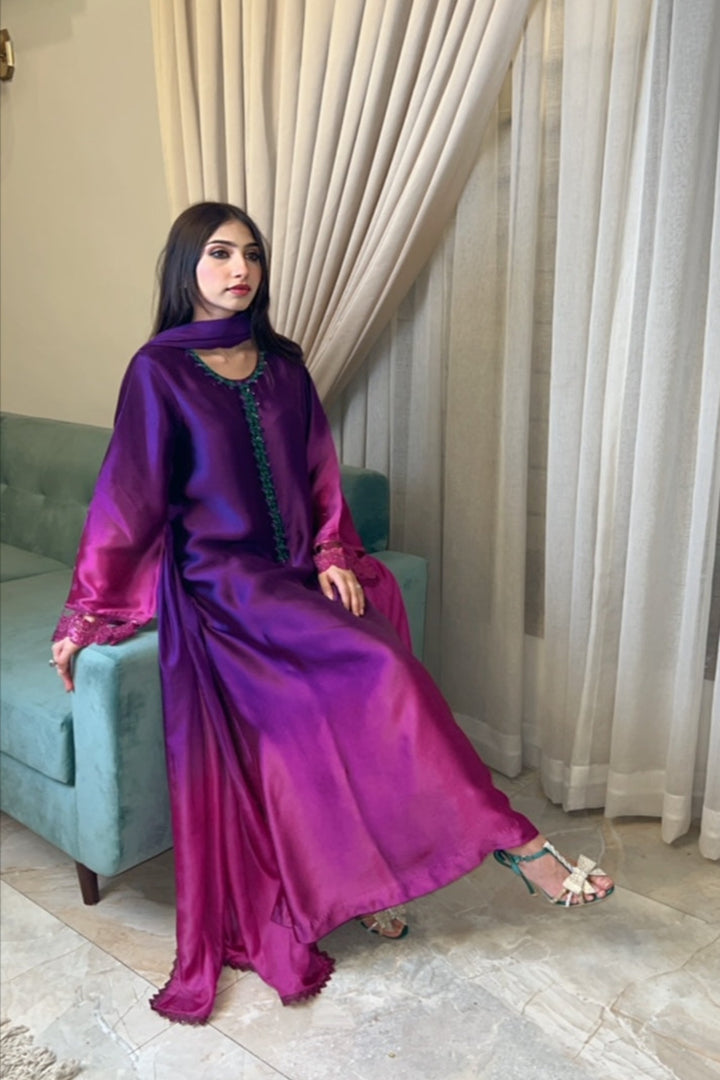 Purple Ombre Sheesha Silk Dress