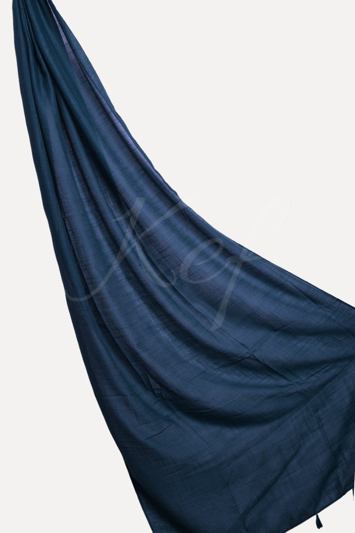 Plain Tassel Lawn Hijab - Navy Blue