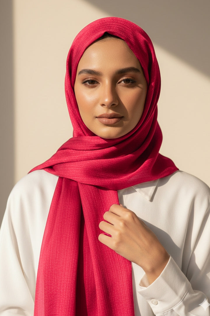 Crinkle Chiffon Hijab - Electric Pink (Shimmer)