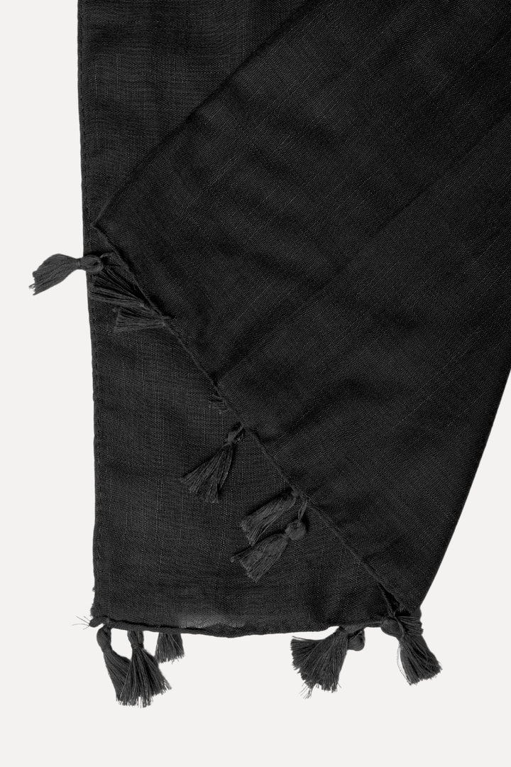 Plain Tassel Lawn Hijab - Black