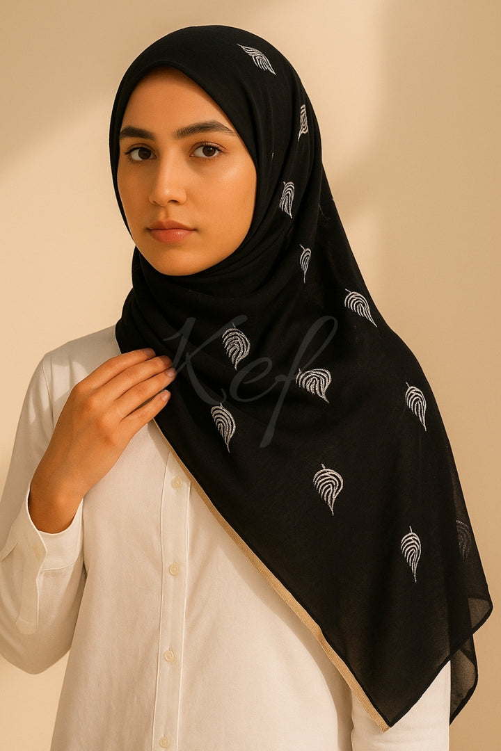 Ovate Lawn Hijab - Black