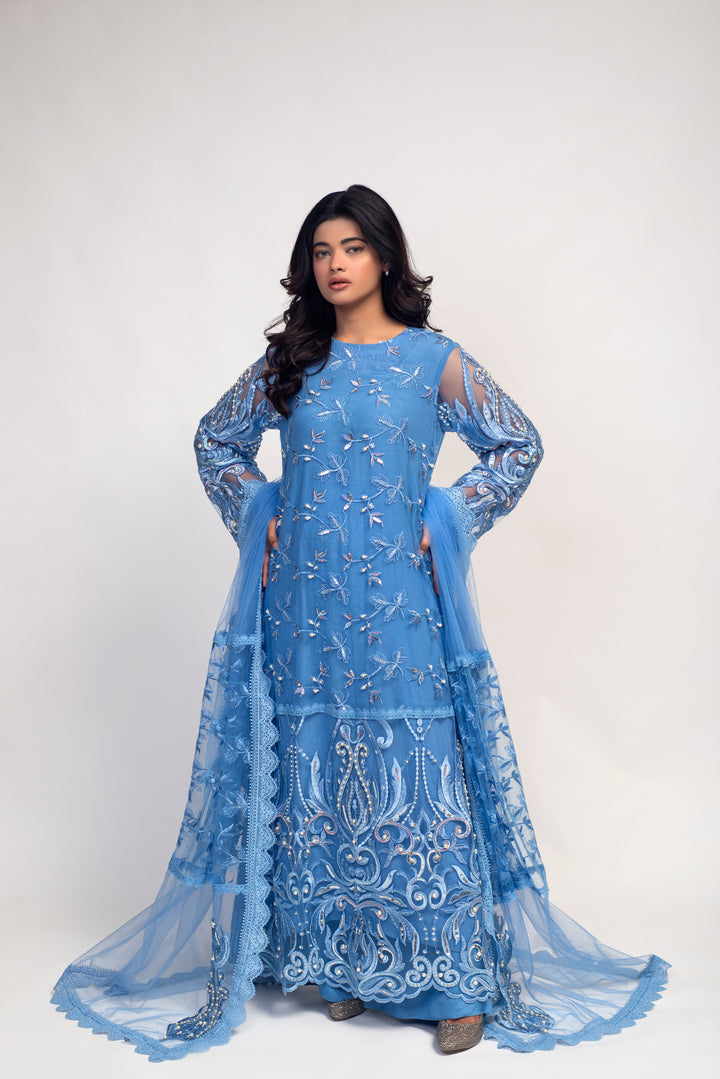 Ethereal Blue Embellished Dress