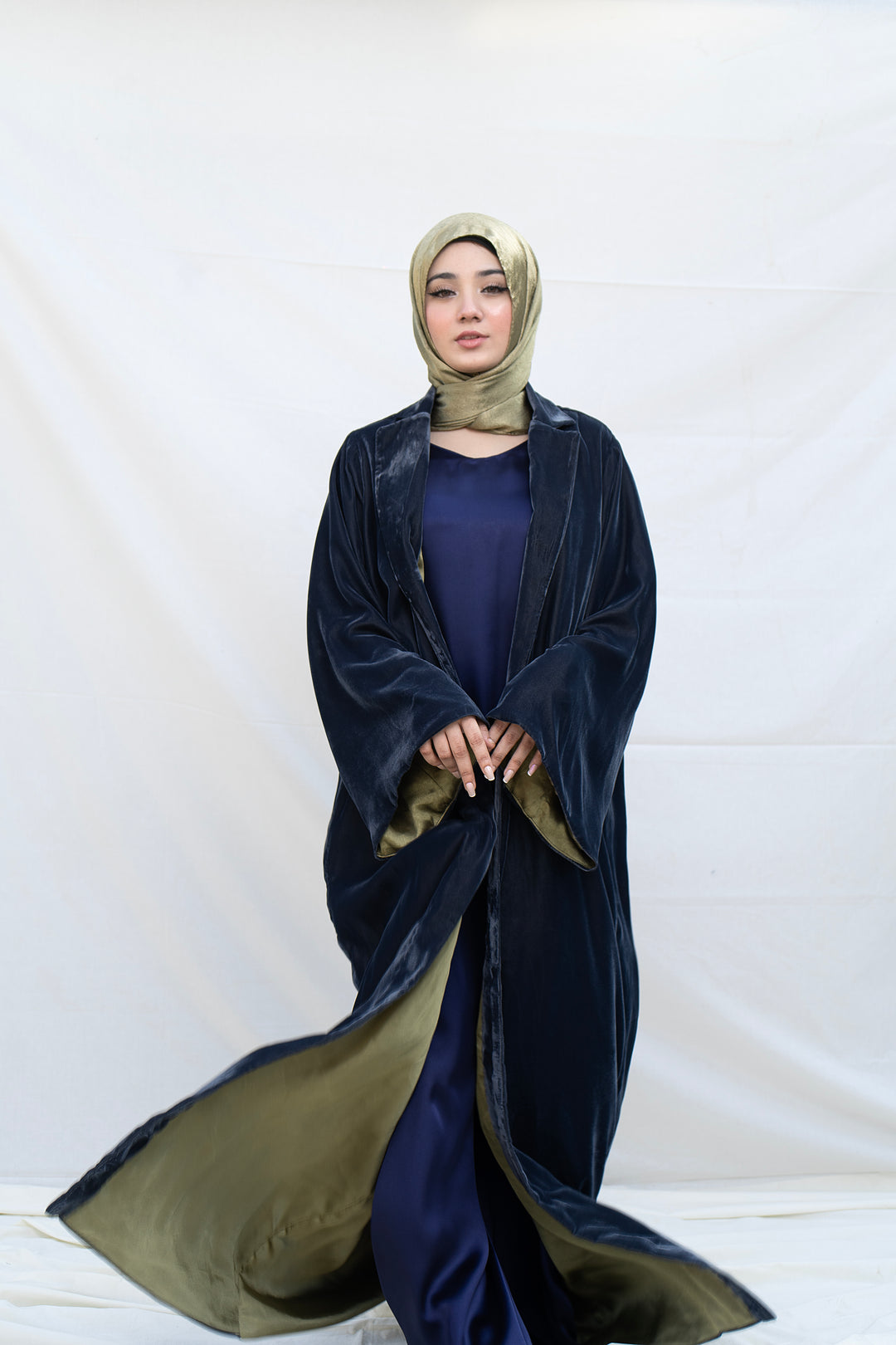 Navy Velvet Abaya