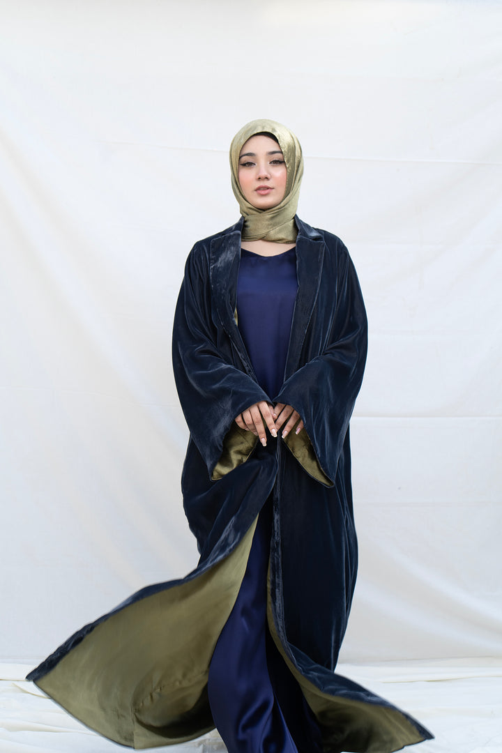 Navy Velvet Abaya
