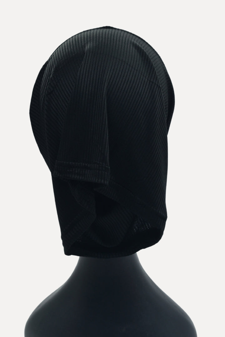 Underscarf (Caps) - Black Ribbed Jersey