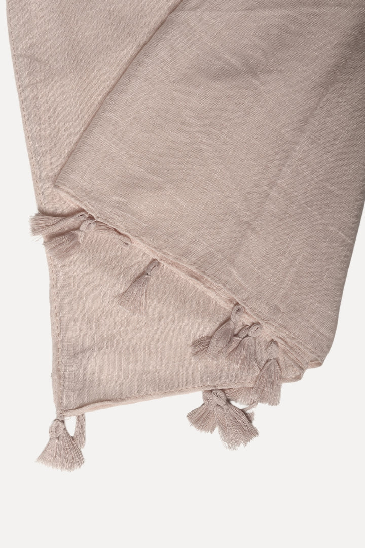 Plain Tassel Lawn Hijab - Khaki