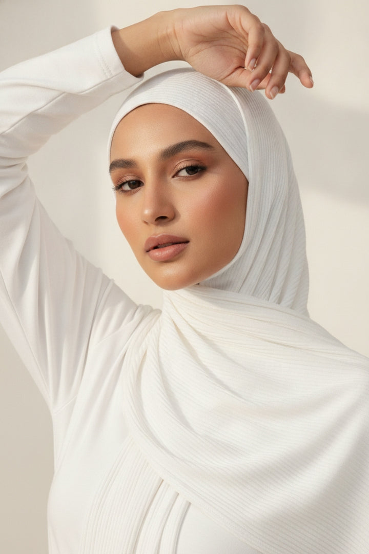 Crinkle Lawn Hijab - White