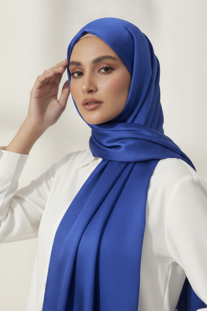 Crinkle Chiffon Hijab - Royal Blue (Shimmer)