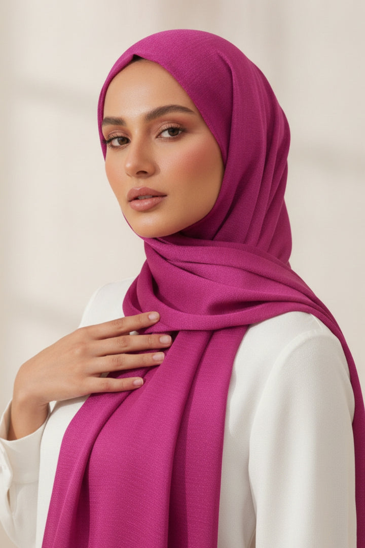 Crinkle Chiffon Hijab - Pansy Pink (Shimmer)