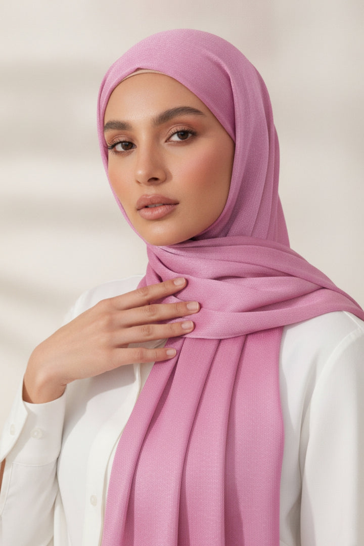 Crinkle Chiffon Hijab - Neon Pink (Shimmer)