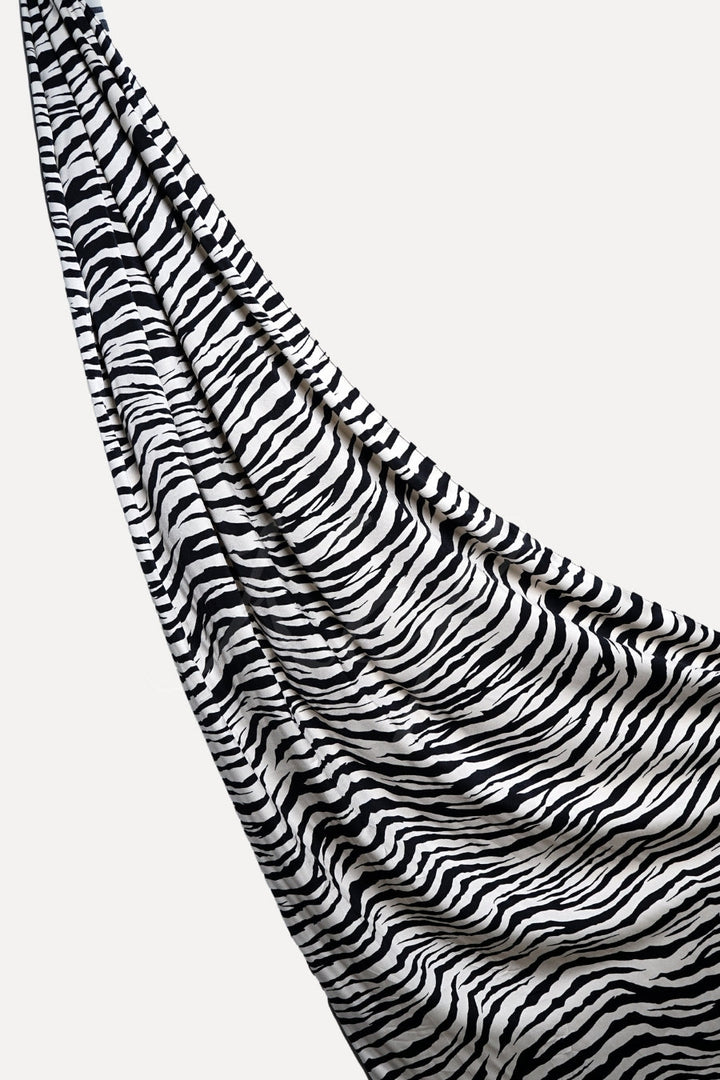Printed Silk Hijab - Monochrome Mirage
