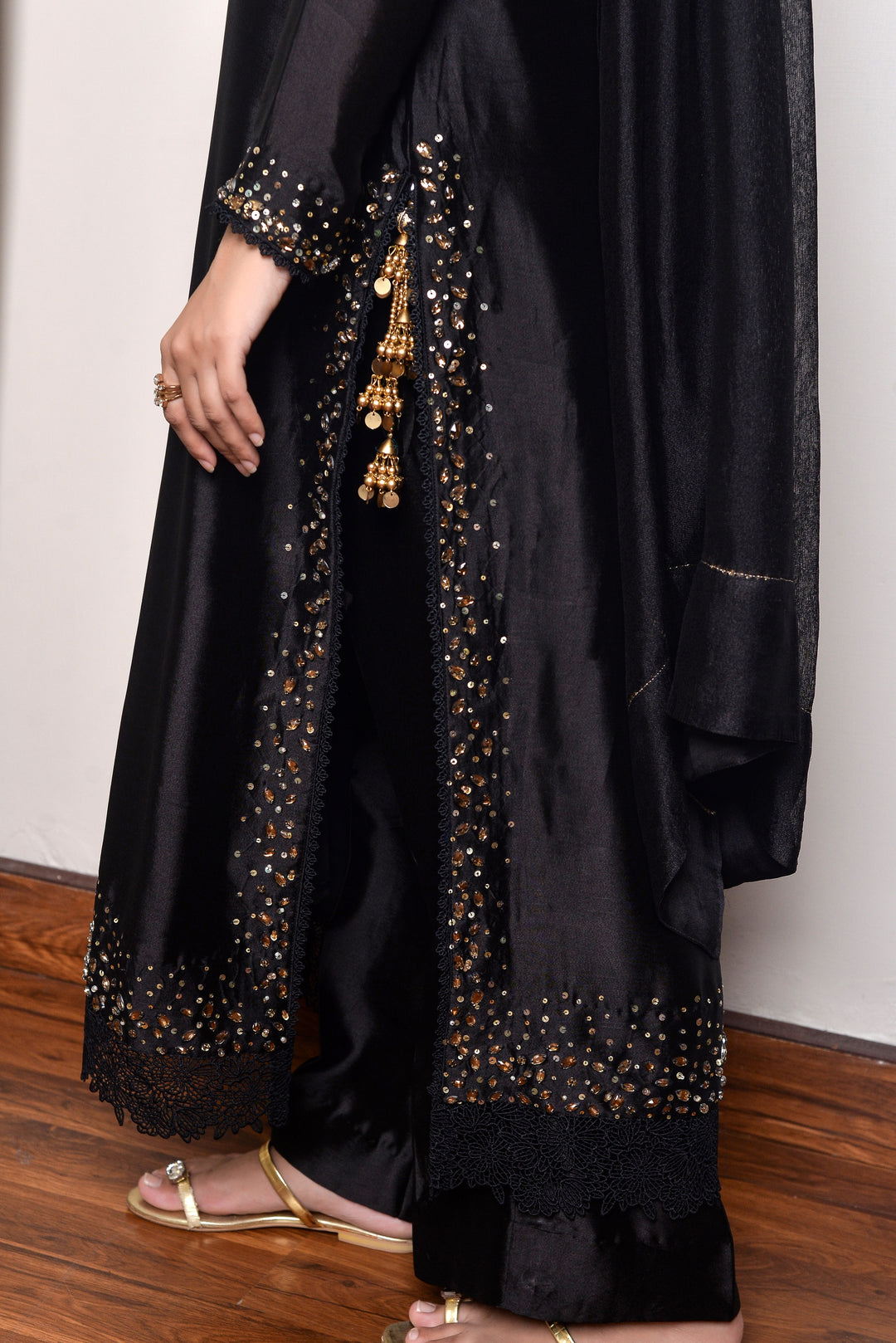 BLACK SHEESHA SILK DRESS