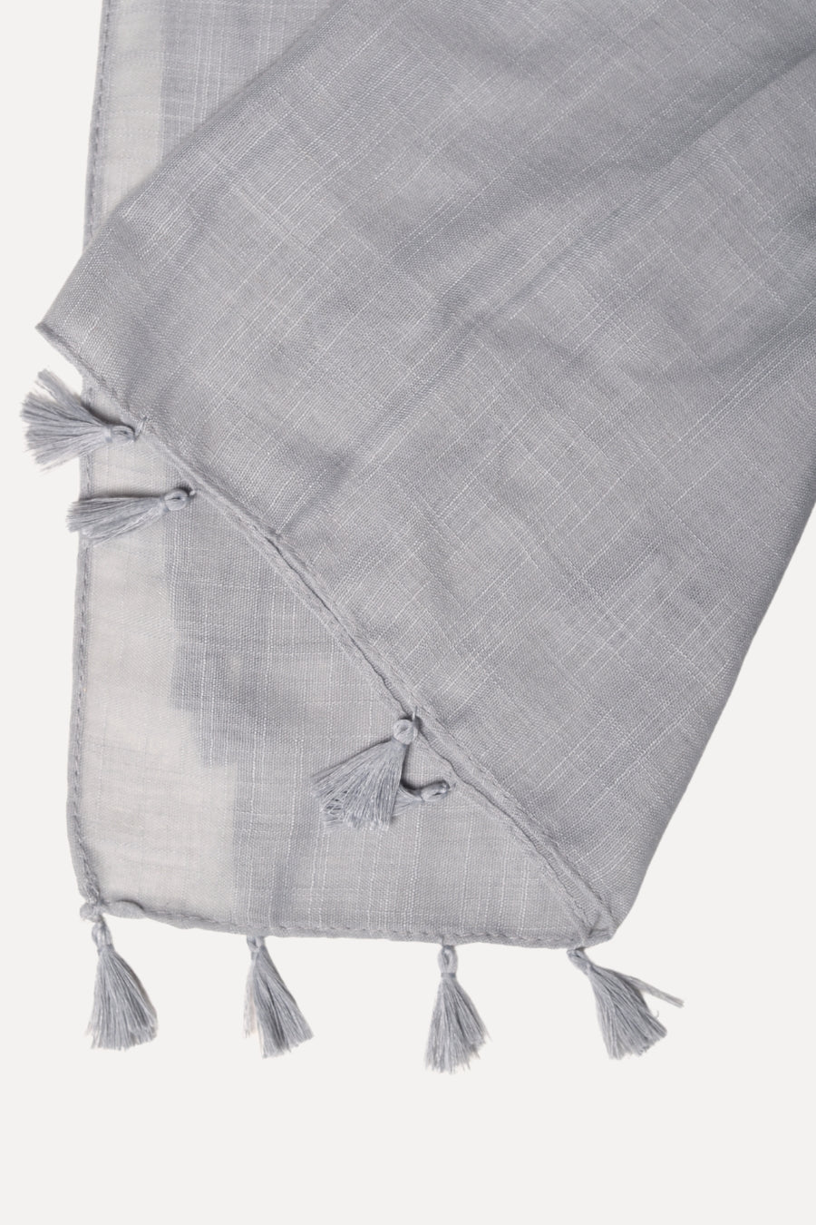 Plain Tassel Lawn Hijab - Silver
