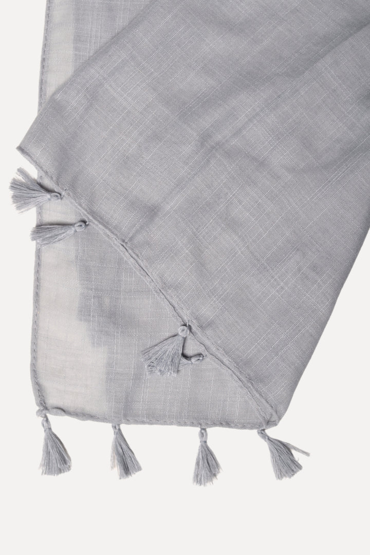 Plain Tassel Lawn Hijab - Silver