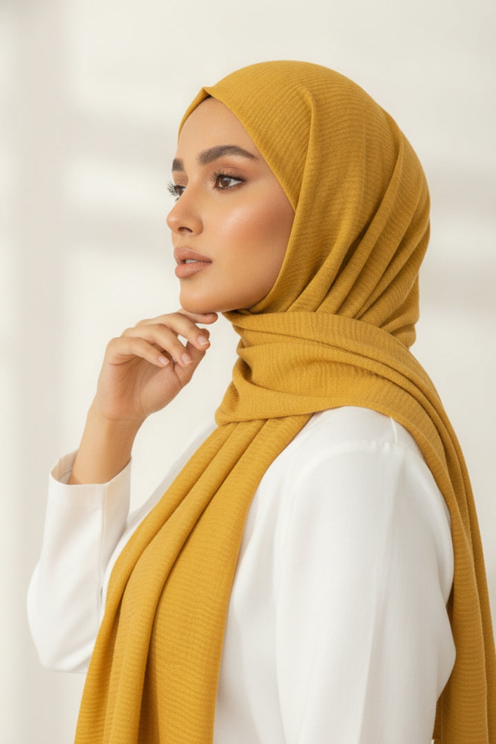 Crinkle Lawn Hijab - Mustard